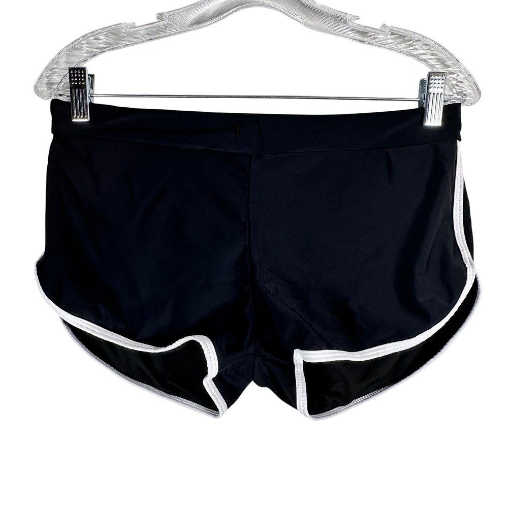 Tempt Me Womens Black Dolphin Hem Swim Shorts Contrast Trim Size M